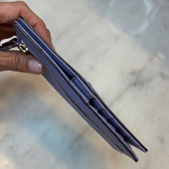 Kate Spade Cross Grain Leather Slim Sleek Snap & Zip Clutch Wallet - Picture 9 of 16